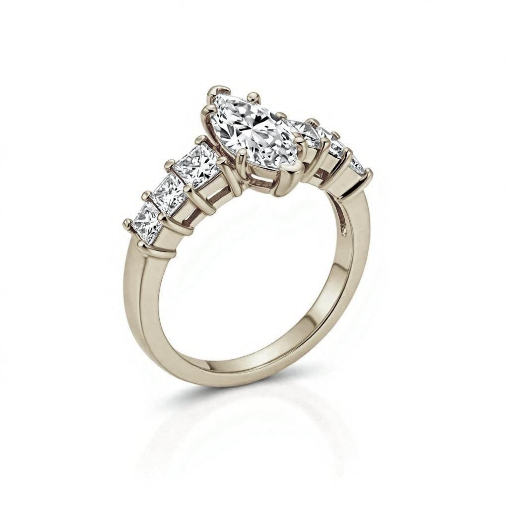 Carly Marquee Shape Diamond Solitaire Ring - Jewelslane