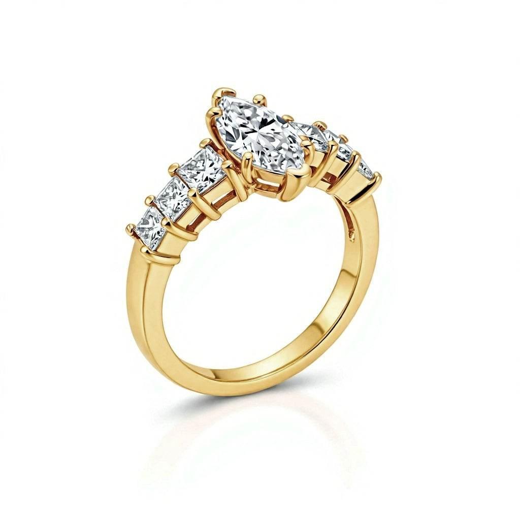 Carly Marquee Shape Diamond Solitaire Ring - Jewelslane