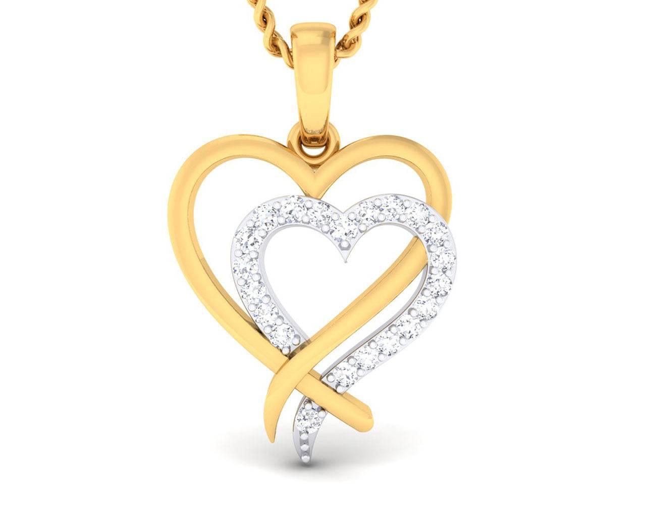 Caron diamond Heart Pendant in Gold - Jewelslane