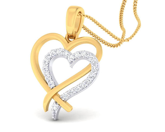 Caron diamond Heart Pendant in Gold - Jewelslane