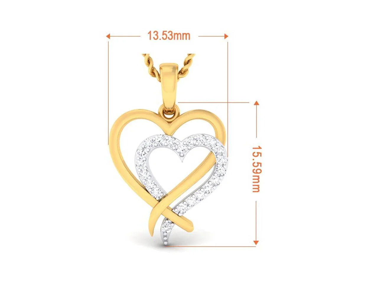 Caron diamond Heart Pendant in Gold - Jewelslane