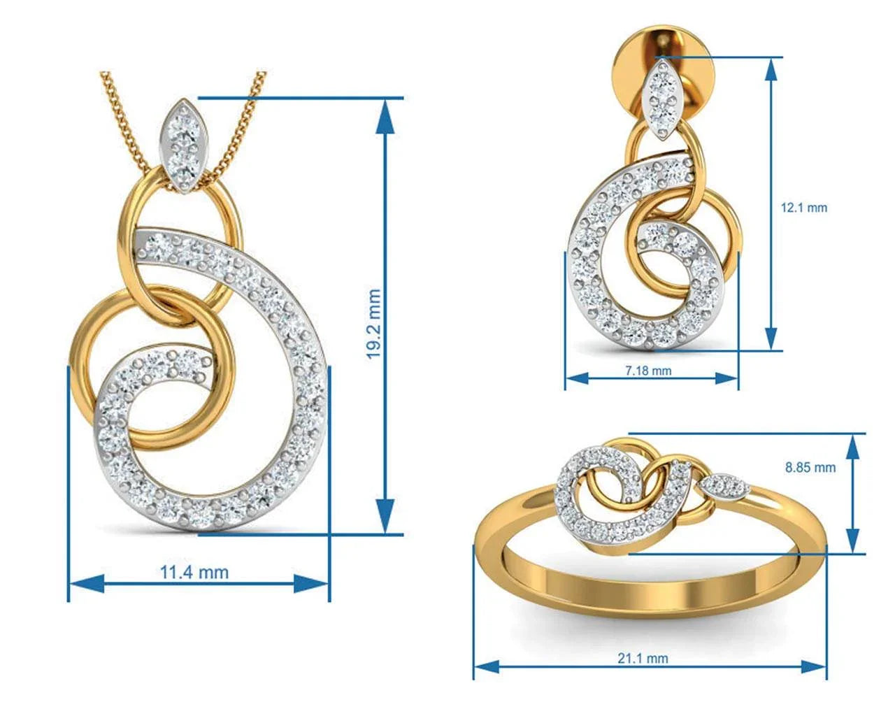 Chakrika Diamond Pendant Set - Jewelslane
