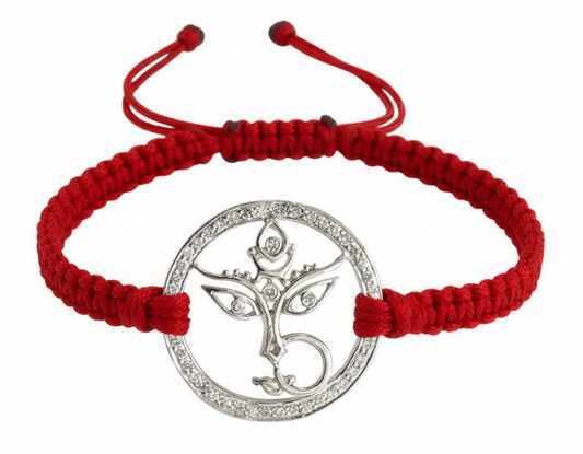 Durga Mata Bracelet with diamonds in silver - Jewelslane