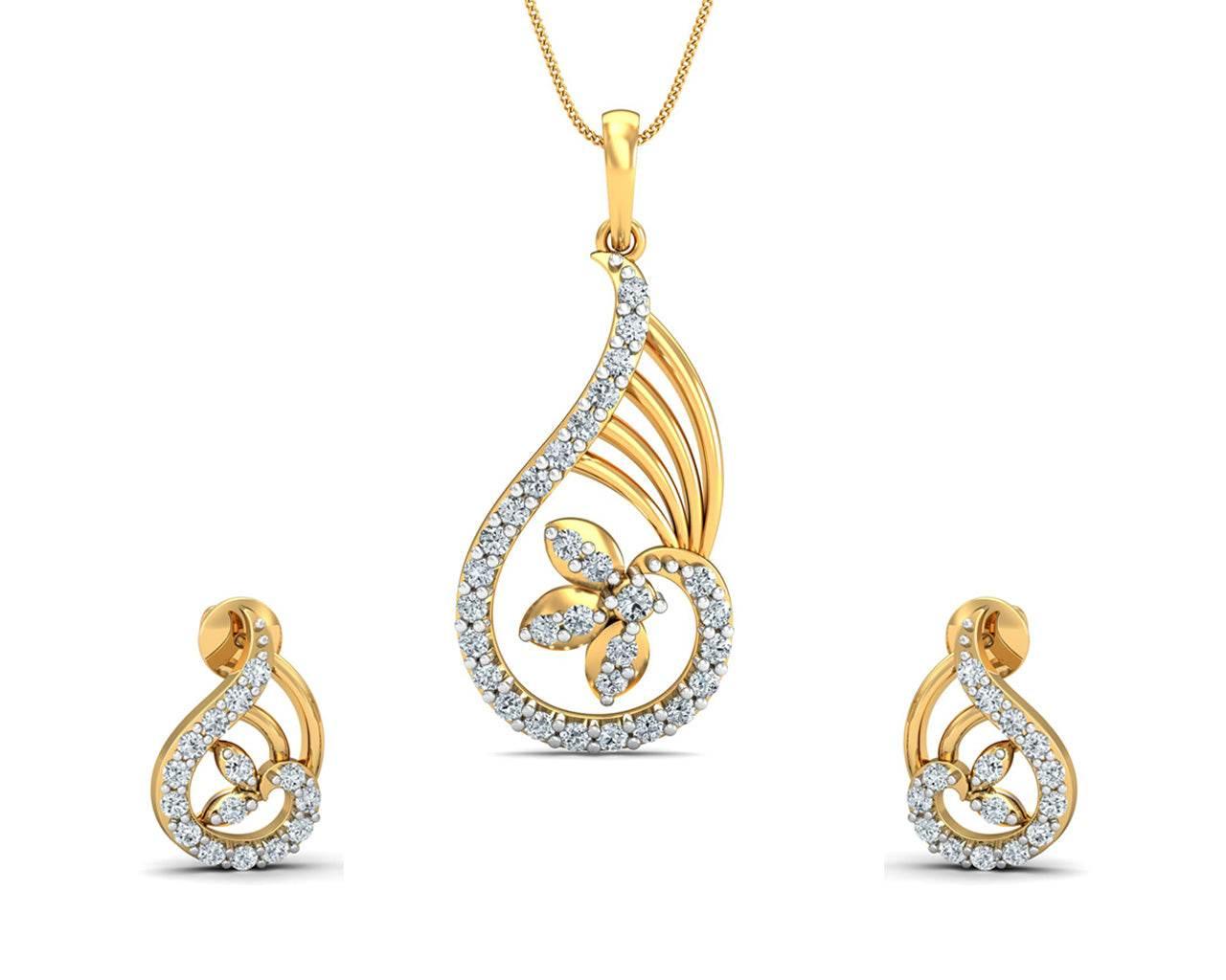 Charvi Designer Diamond Pendant Set - Jewelslane