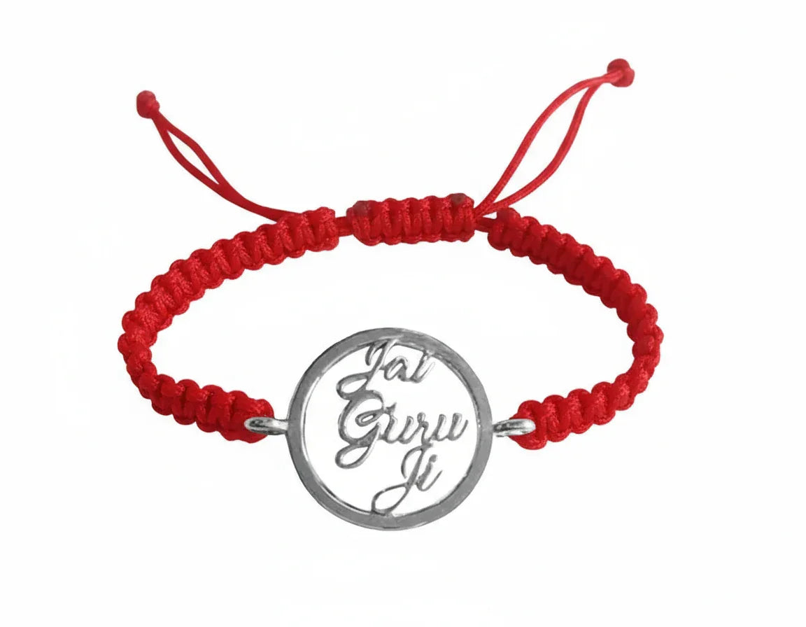 Jai Guru Ji Silver Bracelet with Single Diamond - Jewelslane