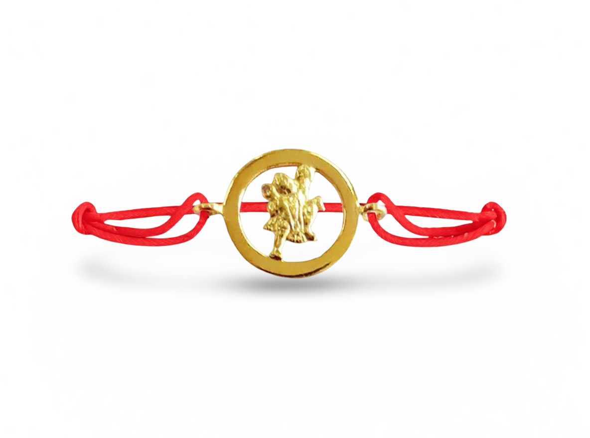Auspicious Hanuman Bracelet in Gold with single diamond - Jewelslane