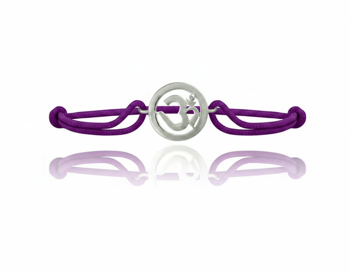 Om Single Diamond Bracelet Silver - Jewelslane