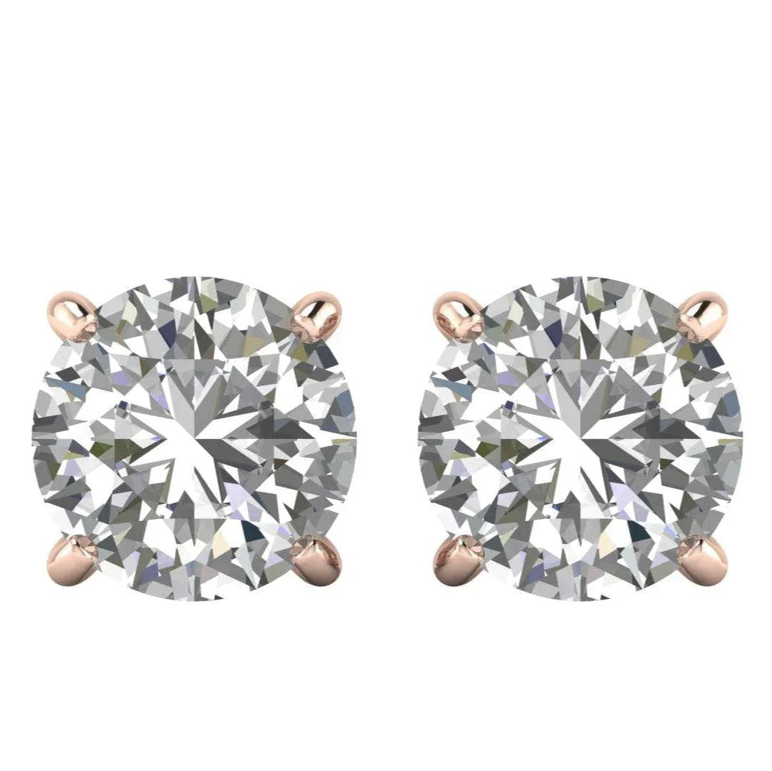 Classic Round brilliant Lab Grown Solitaire Diamond Earrings in gold - Jewelslane