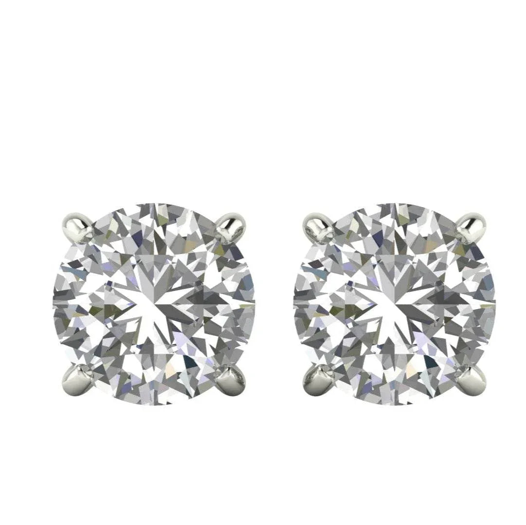 Classic Round brilliant Lab Grown Solitaire Diamond Earrings in gold - Jewelslane