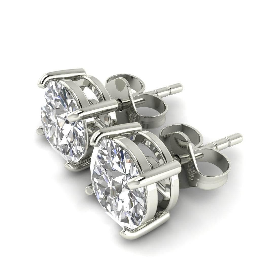 Classic Round brilliant Lab Grown Solitaire Diamond Earrings in gold - Jewelslane