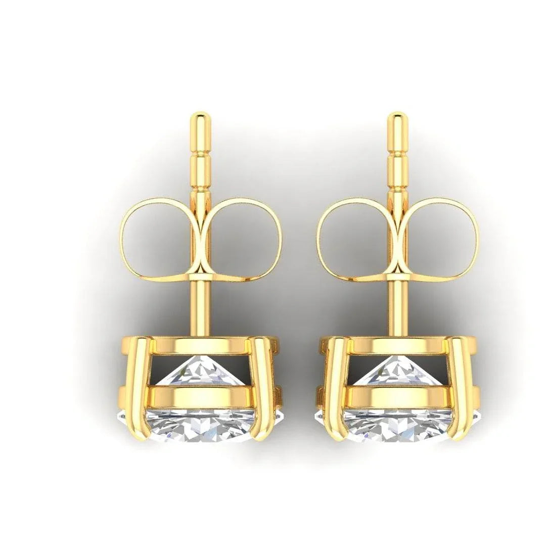 Classic Round brilliant Lab Grown Solitaire Diamond Earrings in gold - Jewelslane