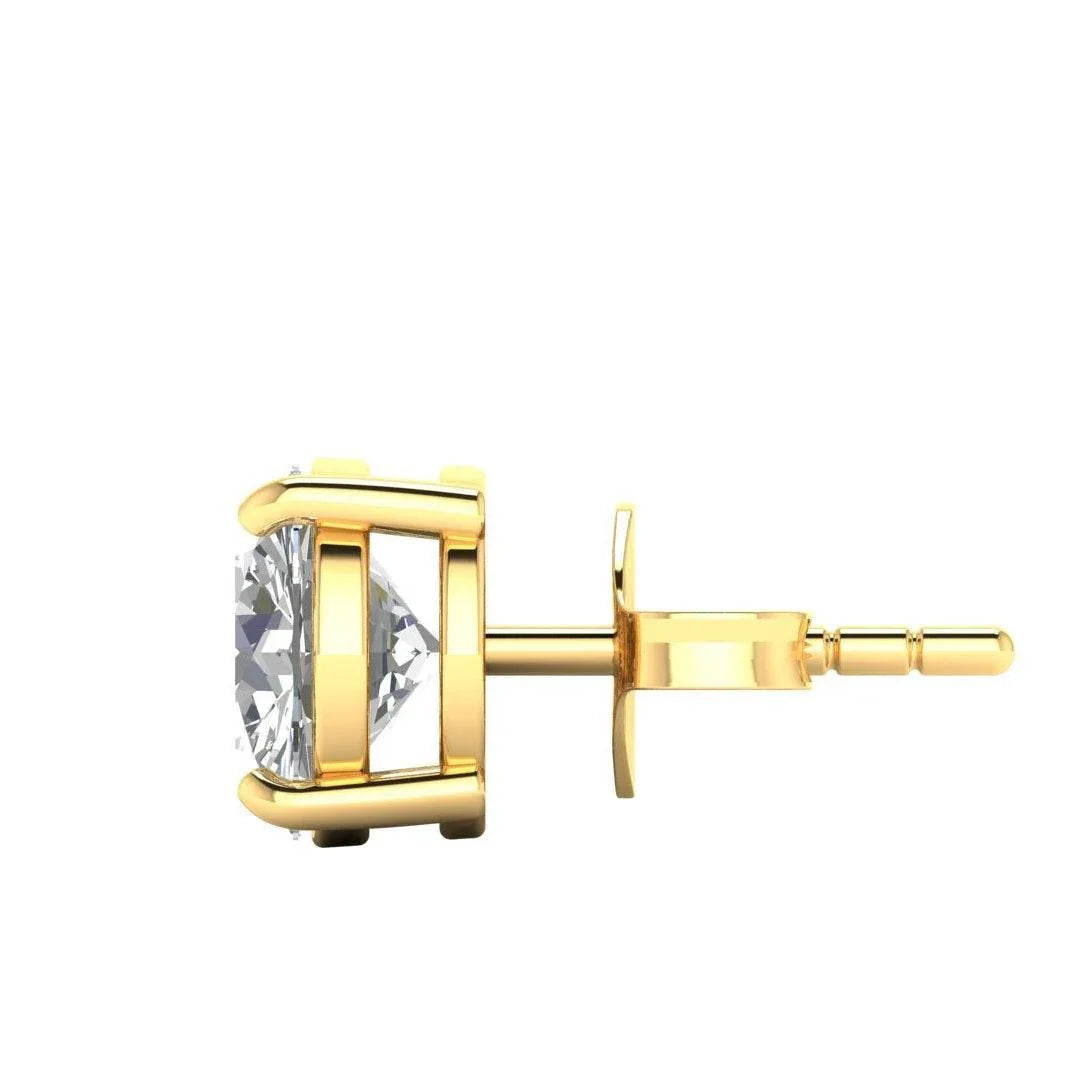 Classic Round brilliant Lab Grown Solitaire Diamond Earrings in gold - Jewelslane
