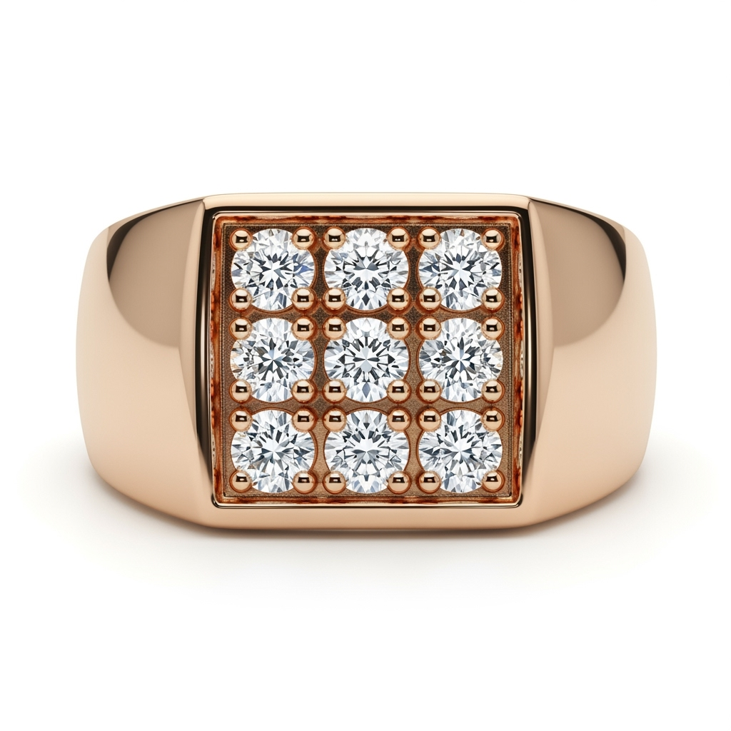 Conventional Nine Diamonds Gents Ring - Jewelslane