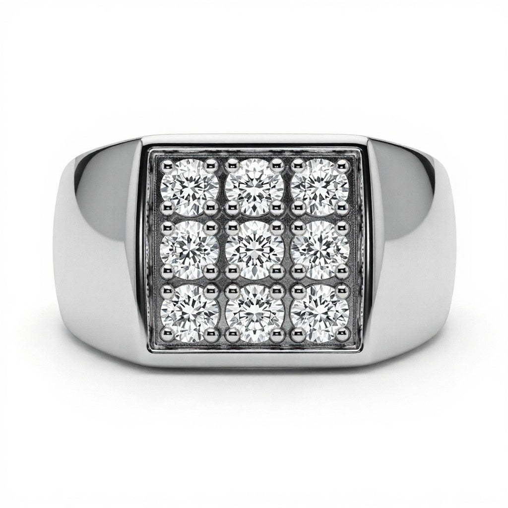 Conventional Nine Diamonds Gents Ring - Jewelslane