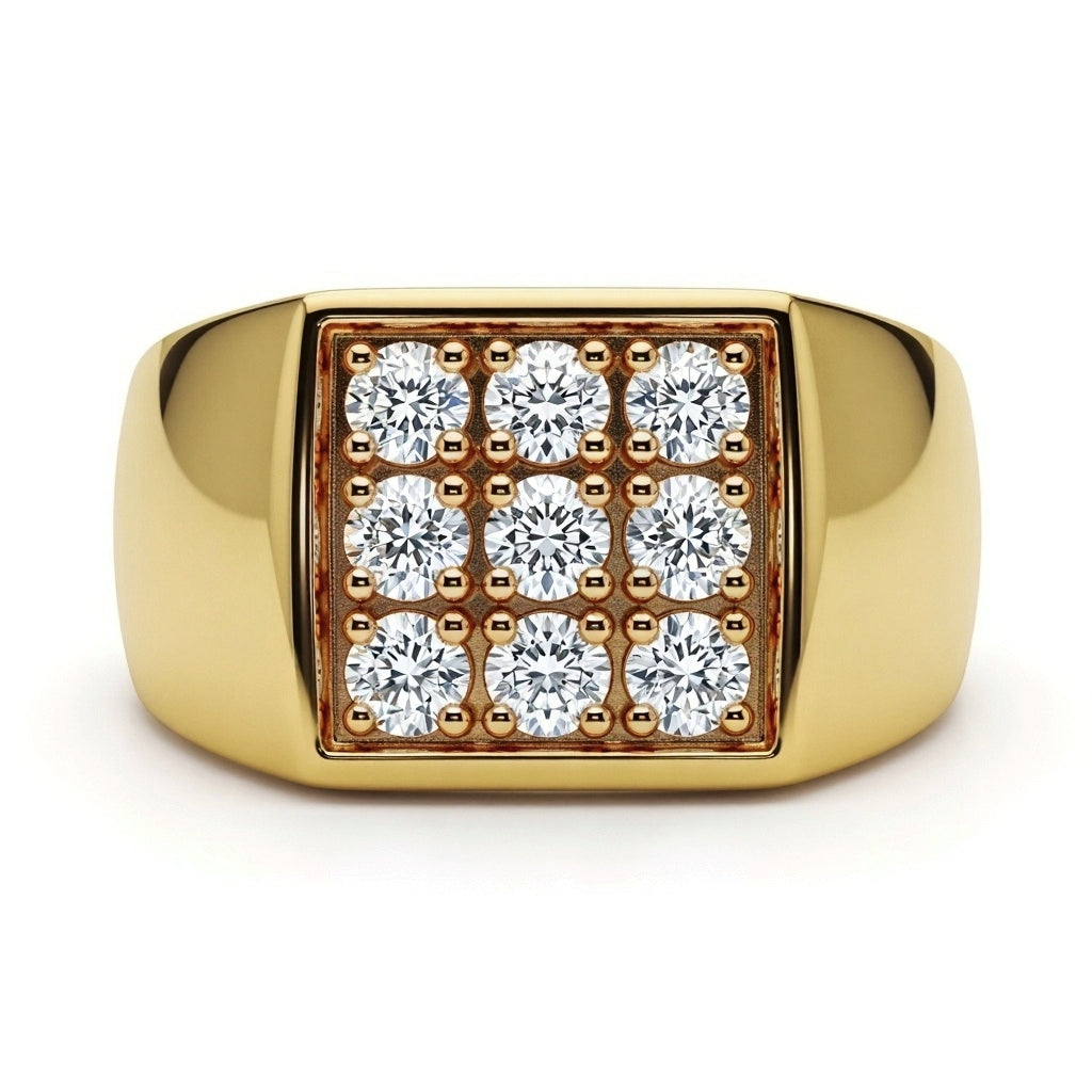 Conventional Nine Diamonds Gents Ring - Jewelslane