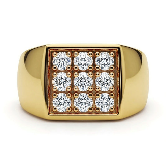 Conventional Nine Diamonds Gents Ring - jewelslane