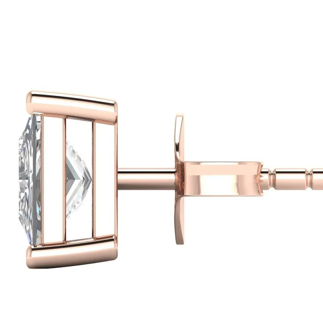 Conventional Princess Cut Lab Grown Diamond Solitaire Earrings in Gold - Jewelslane