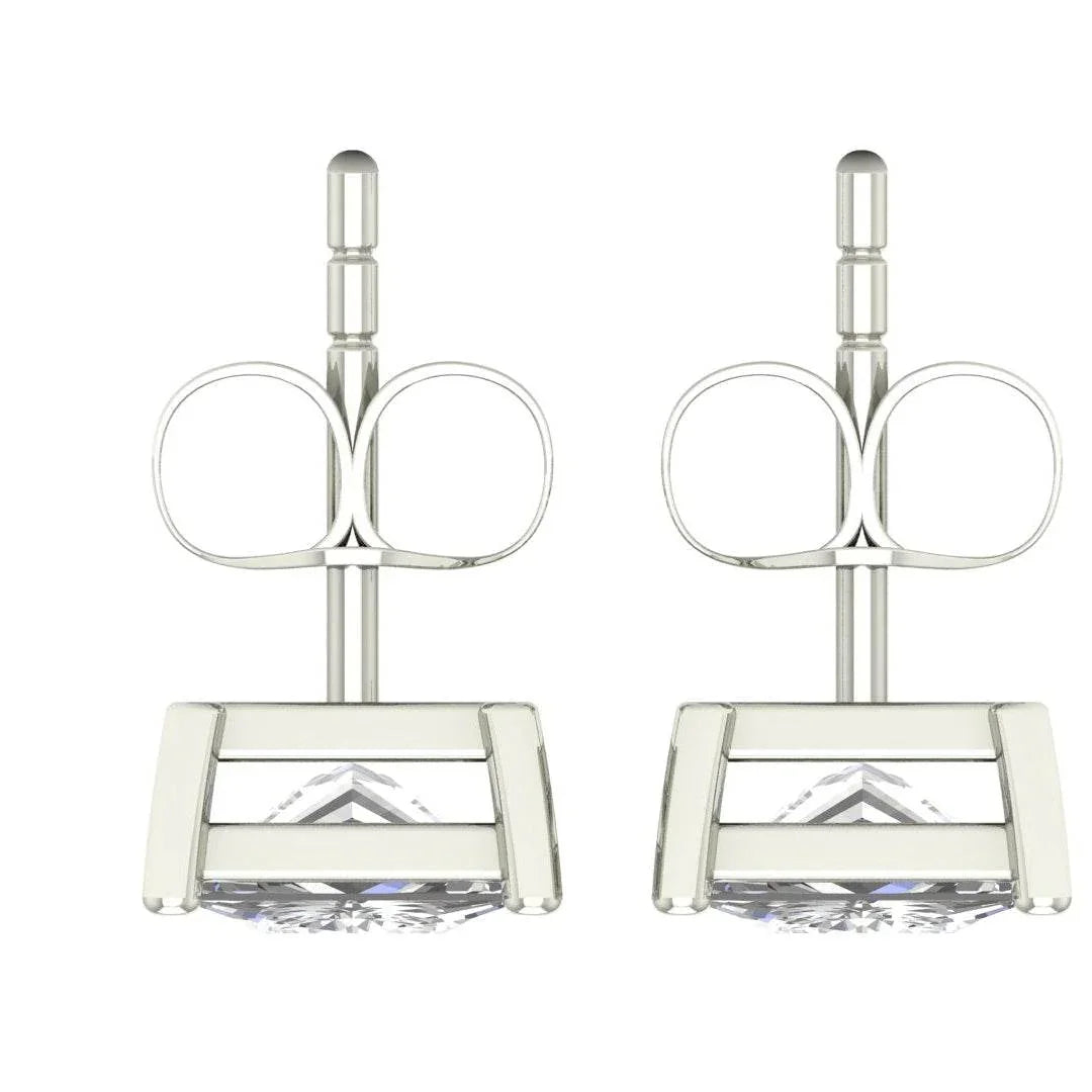 Conventional Princess Cut Lab Grown Diamond Solitaire Earrings in Gold - Jewelslane