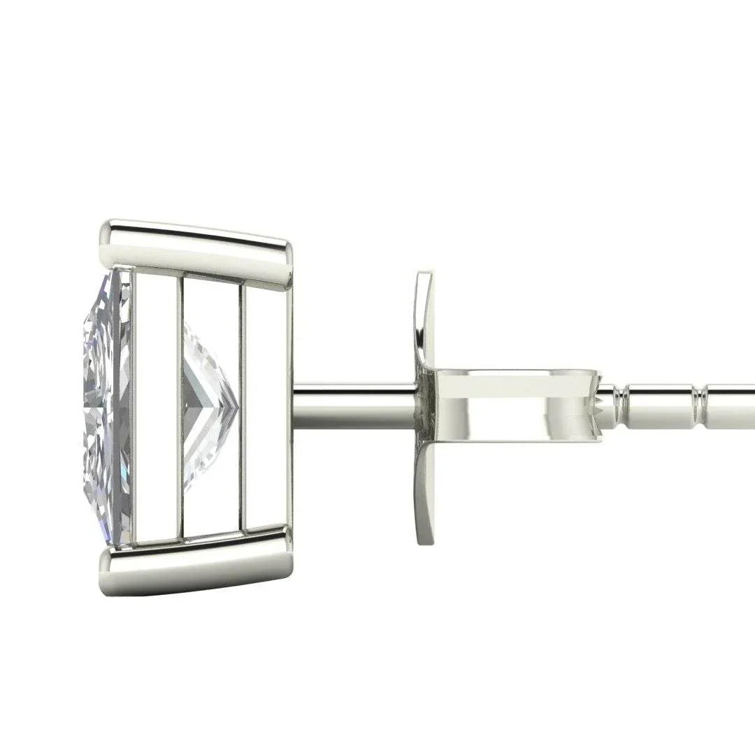 Conventional Princess Cut Lab Grown Diamond Solitaire Earrings in Gold - Jewelslane