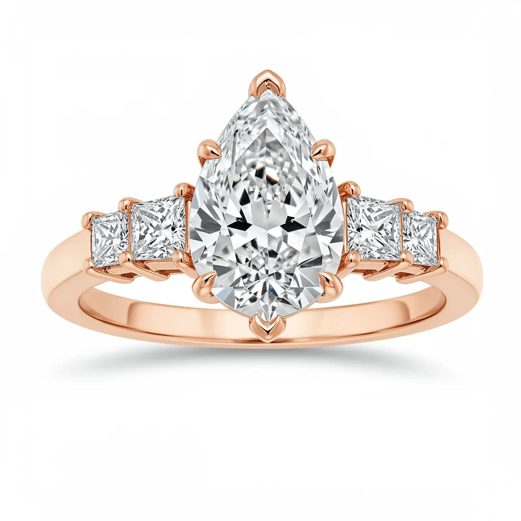 Cora Lab Grown Pear shape Diamond solitaire engagement ring - Jewelslane