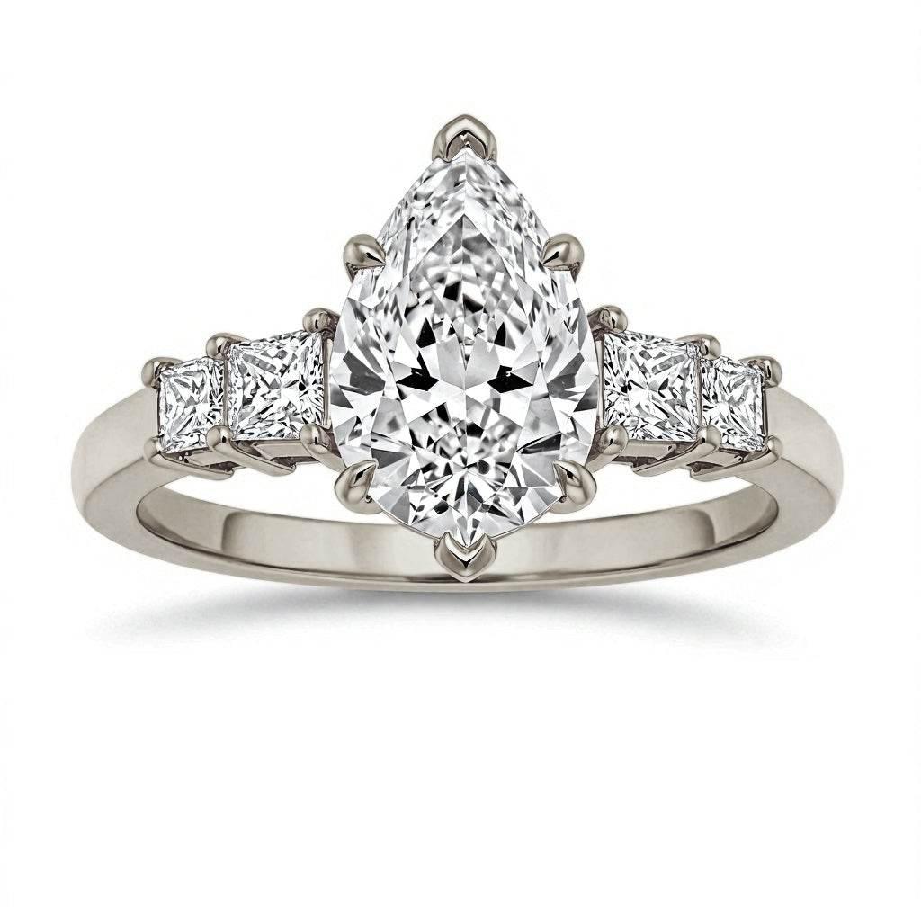 Cora Lab Grown Pear shape Diamond solitaire engagement ring - Jewelslane