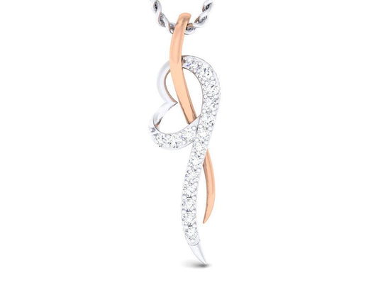Dana Heart Pendant in Two tone 18k Gold with diamonds - Jewelslane