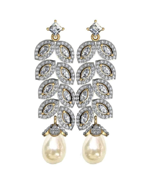 Marquee & Round diamond danglers - Jewelslane