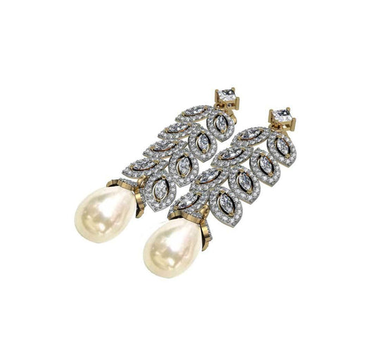 Marquee & Round diamond danglers - Jewelslane