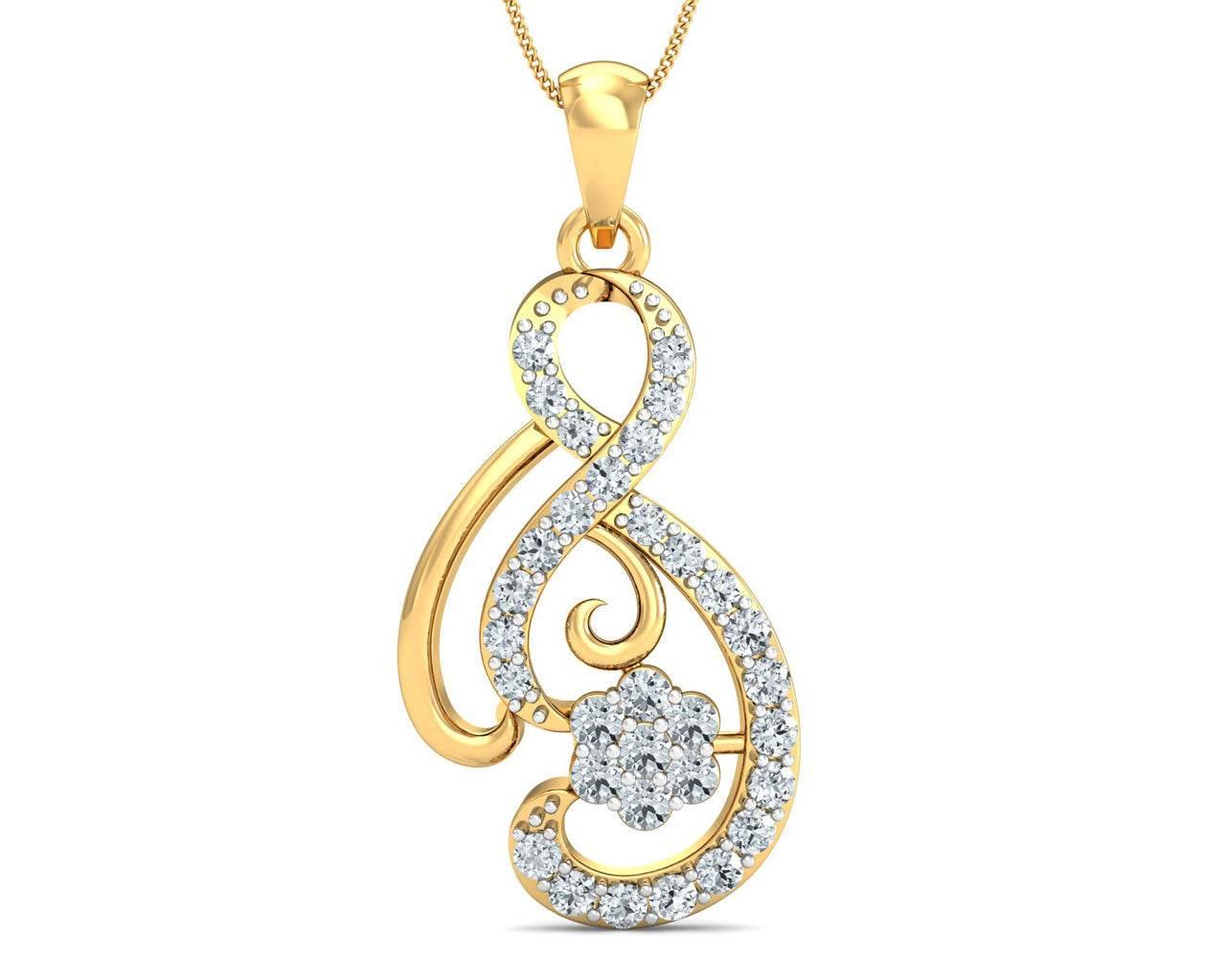 Deiva Round Brilliant Diamond Pendant - Jewelslane
