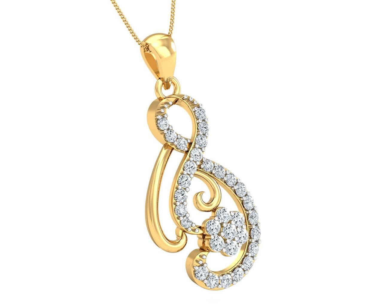 Deiva Round Brilliant Diamond Pendant - Jewelslane
