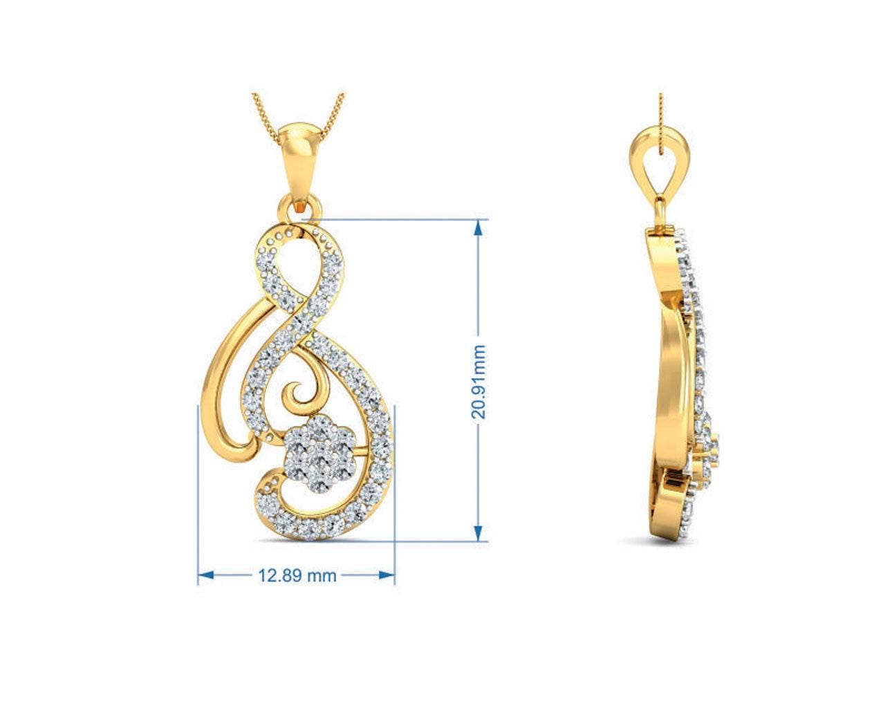 Deiva Round Brilliant Diamond Pendant - Jewelslane