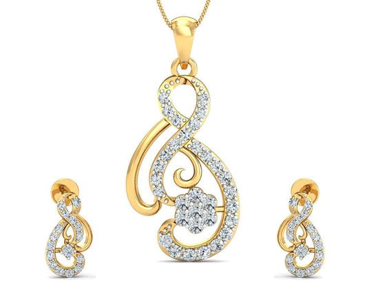 Deiva Round Brillant Diamond Pendant Set - Jewelslane