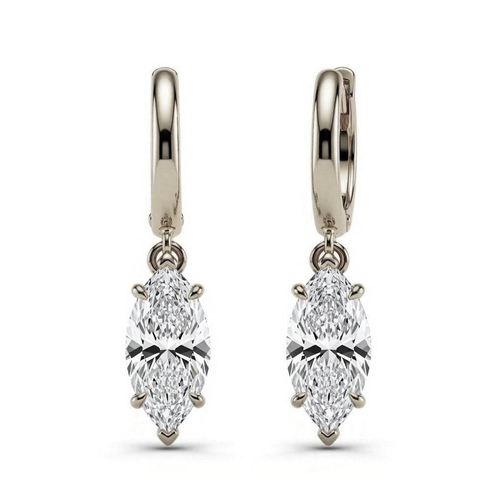 Delia Marquee Shape Lab Diamond Hoop Earrings - Jewelslane