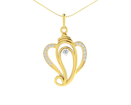 Delicate Ganesh Pendant in gold with diamonds - Jewelslane