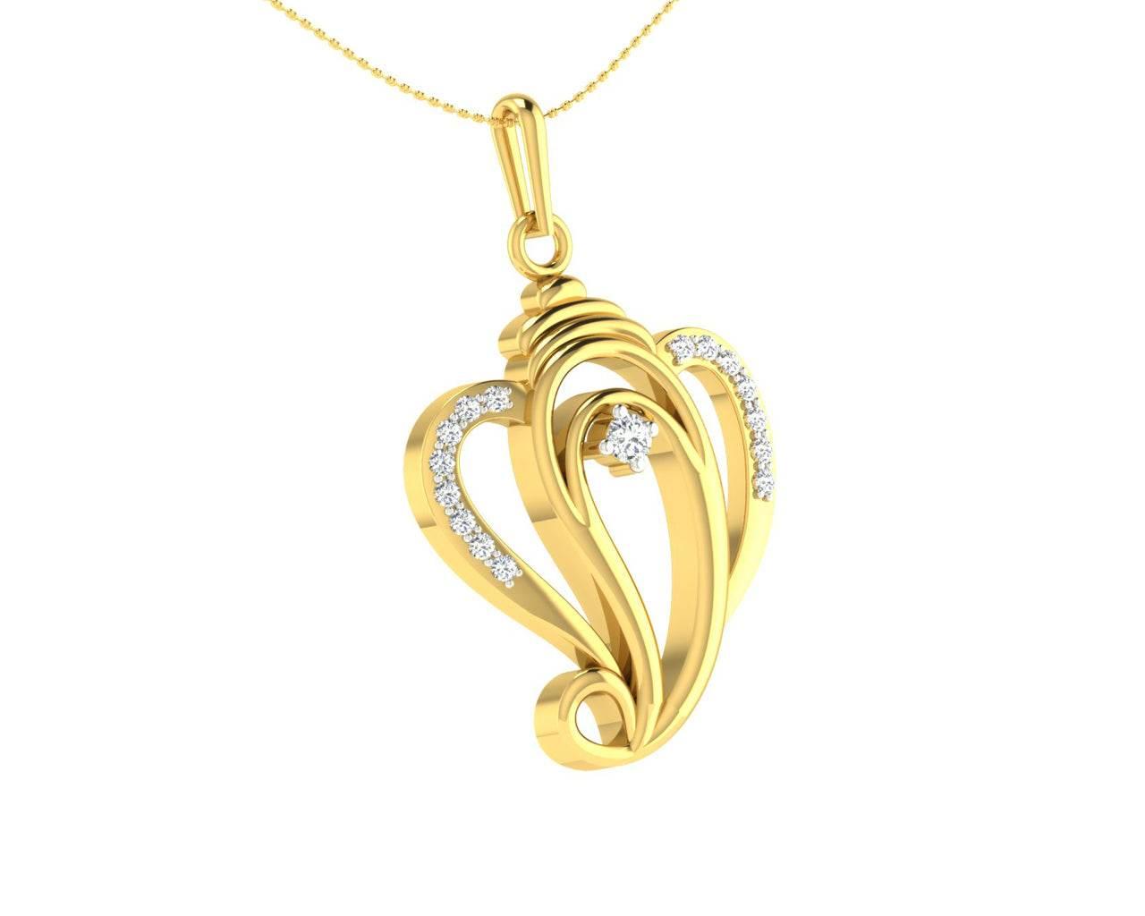 Delicate Ganesh Pendant in gold with diamonds - Jewelslane