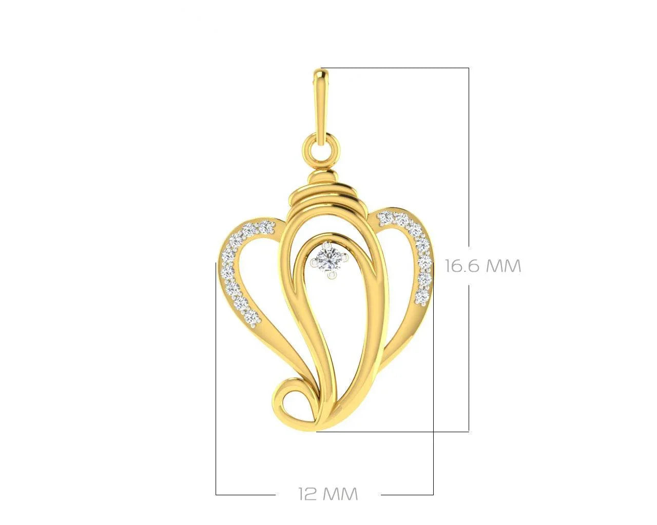 Delicate Ganesh Pendant in gold with diamonds - Jewelslane