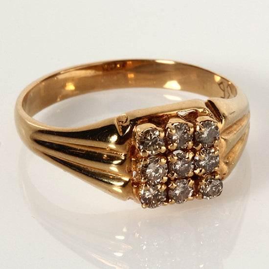 Gold Gents Ring With Diamonds - Jewelslane