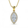 Dimi Marquee shape Lab Diamond Pendant with a diamond halo - Jewelslane
