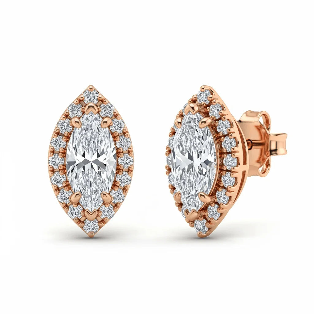 Dina Marquee shape Lab Diamond solitaire earrings - Jewelslane