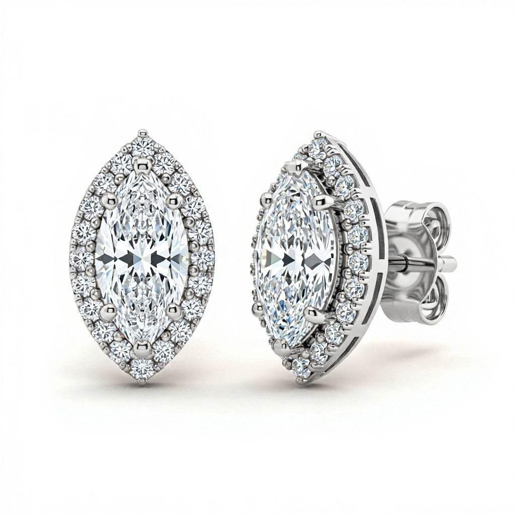 Dina Marquee shape Lab Diamond solitaire earrings - Jewelslane