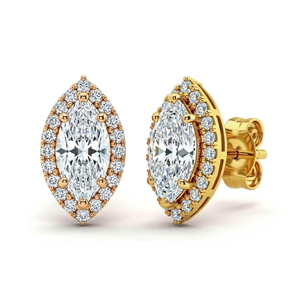 Dina Marquee shape Lab Diamond solitaire earrings - Jewelslane