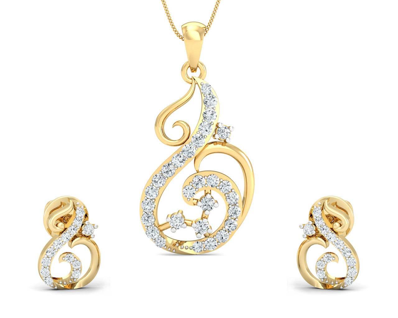 Dixa Diamond Earrings Pendant Set - Jewelslane