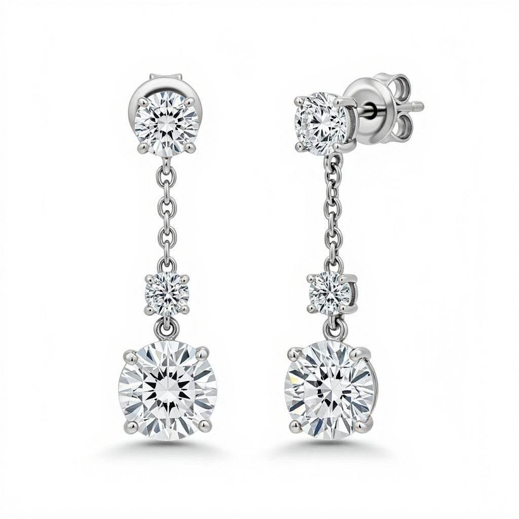 Donna Lab Grown Diamond Solitaire Dangle Earrings - Jewelslane