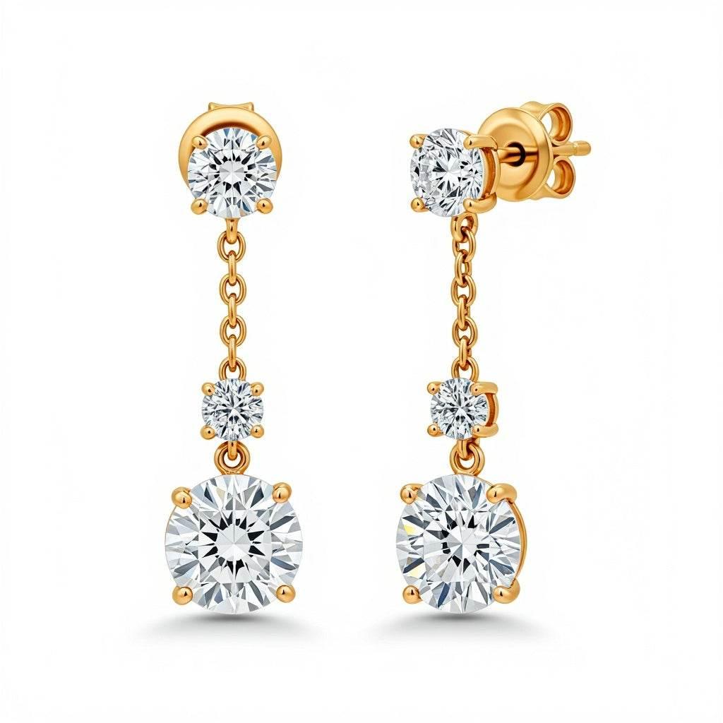 Donna Lab Grown Diamond Solitaire Dangle Earrings - Jewelslane