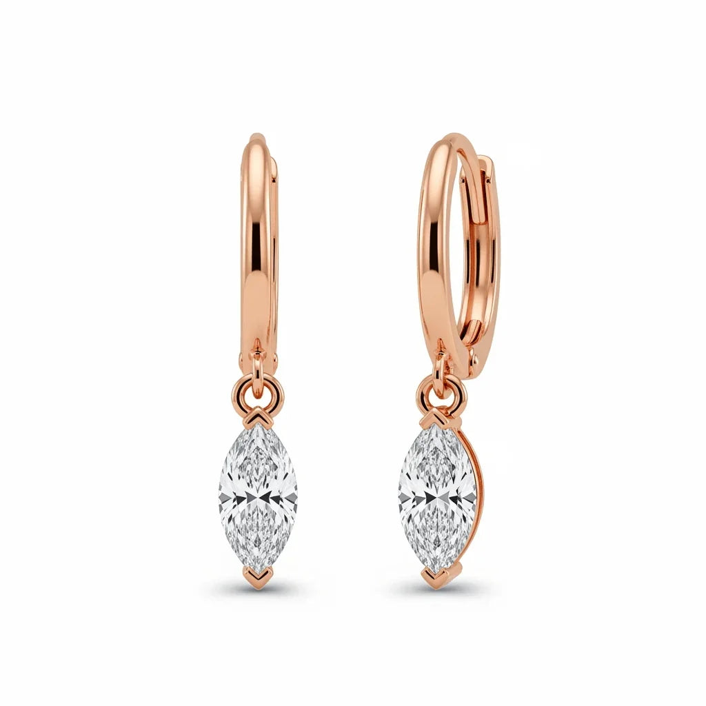 Driti Lab Grown Marquee Shape Diamond Hoops Earrings - Jewelslane