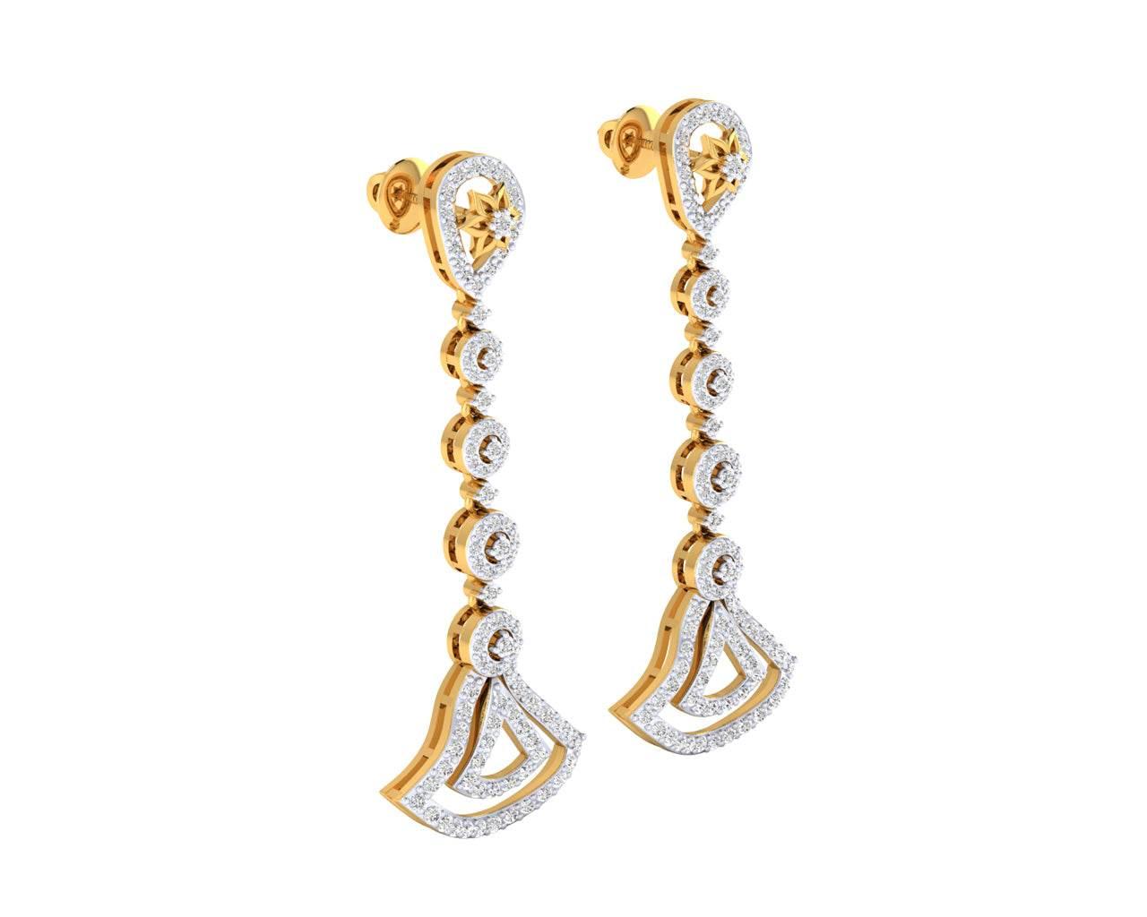 Eesa Diamond Dangle Earrings in gold - Jewelslane