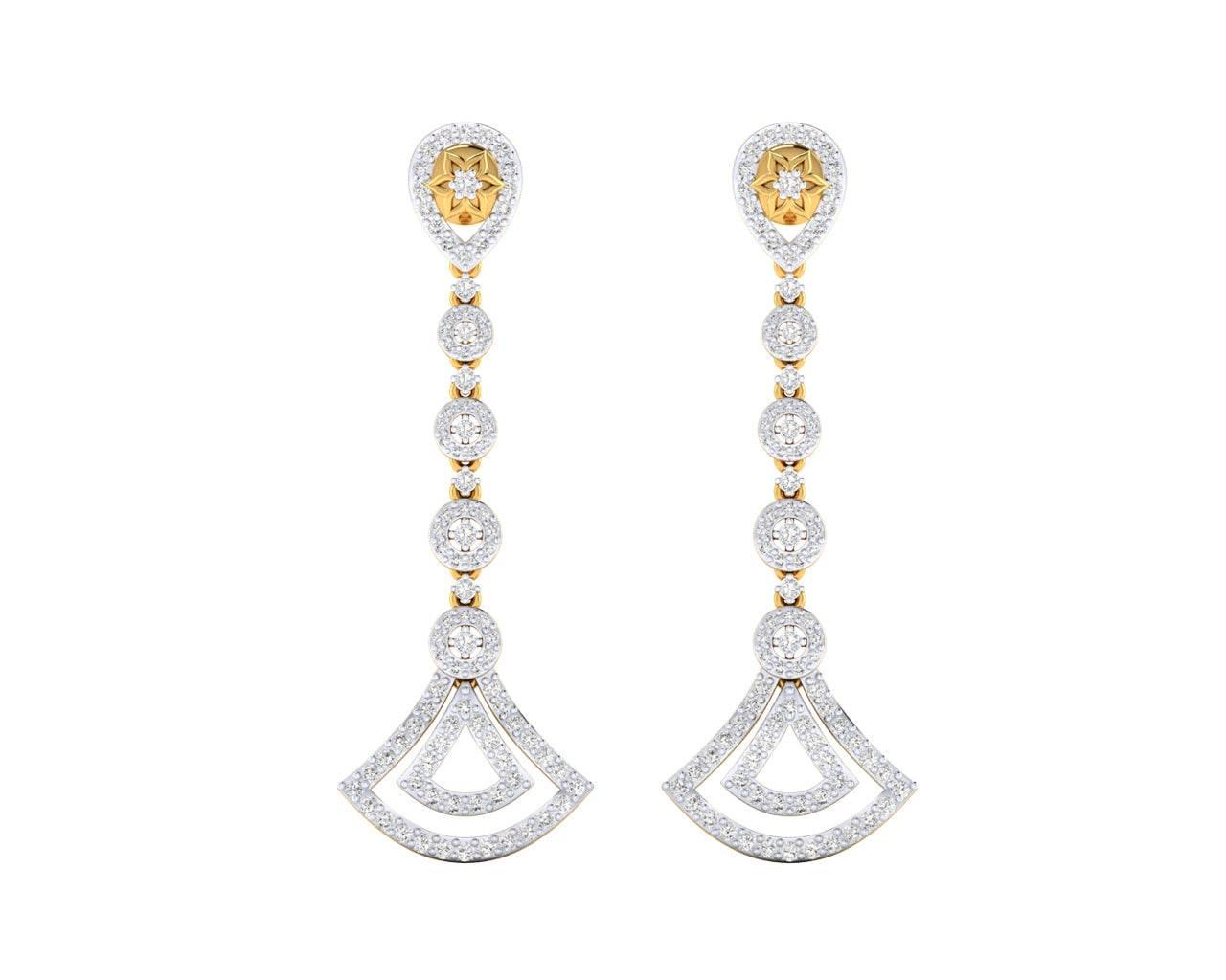 Eesa Diamond Dangle Earrings in gold - Jewelslane