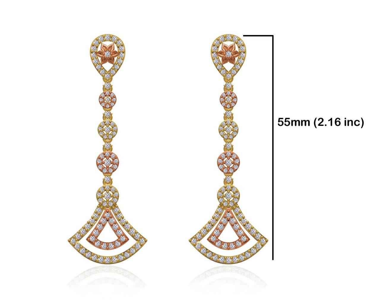 Eesa Diamond Dangle Earrings in gold - Jewelslane