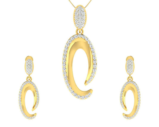 Eeva Diamond Pendant & Earring Set - Jewelslane