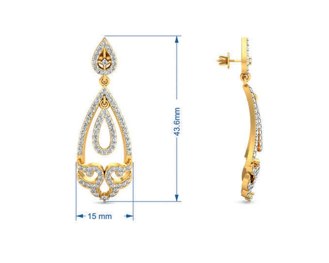 Ekvira Long Diamond Danglers - Jewelslane